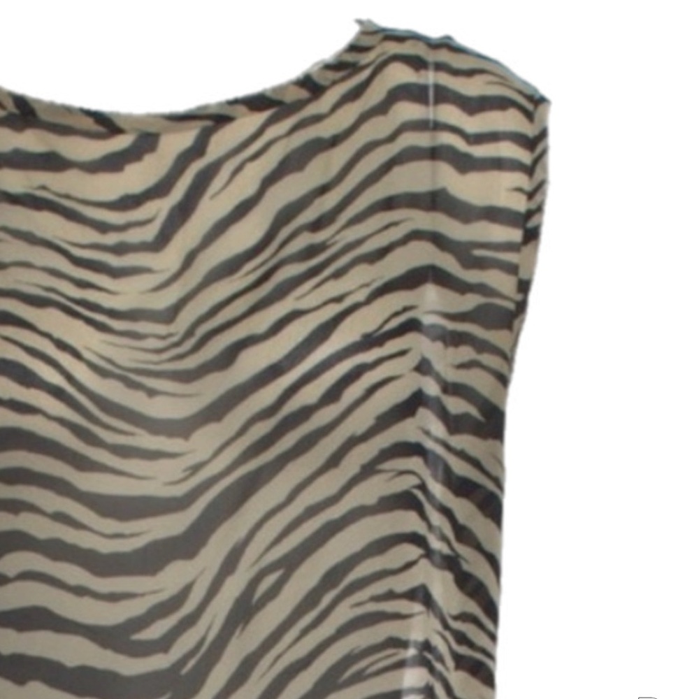 Nili Lotan “ Sadie Tank “ Bengal Tiger Sheer Zebra SILK Top Blouse Black Cream M - Picture 13 of 16